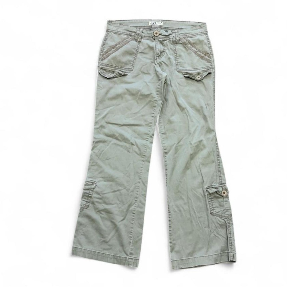 Vintage Y2K L.e.i. Sage Green Low Rise Cargo Flare Pants Sz 11 Grunge Gorpcore